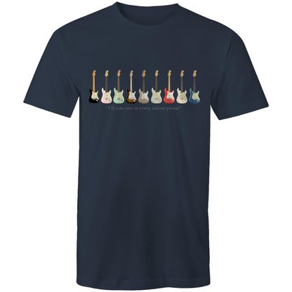 Guitars In Every Colour - Mens T-Shirt Navy Mens T-shirt Music