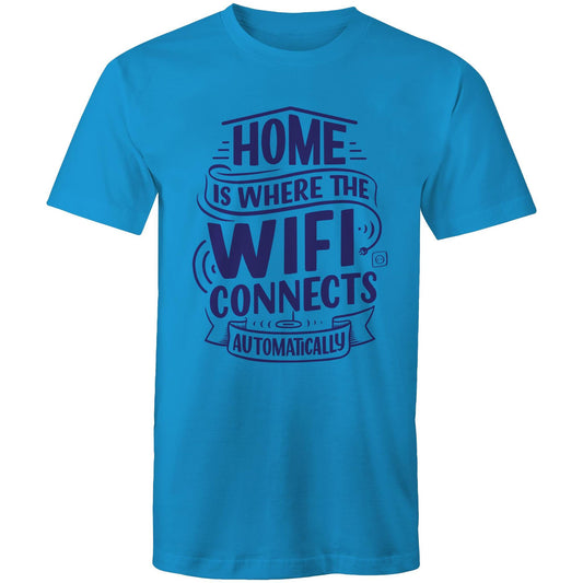 Home Is Where The WIFI Connects Automatically - Mens T-Shirt Arctic Blue Mens T-shirt Tech