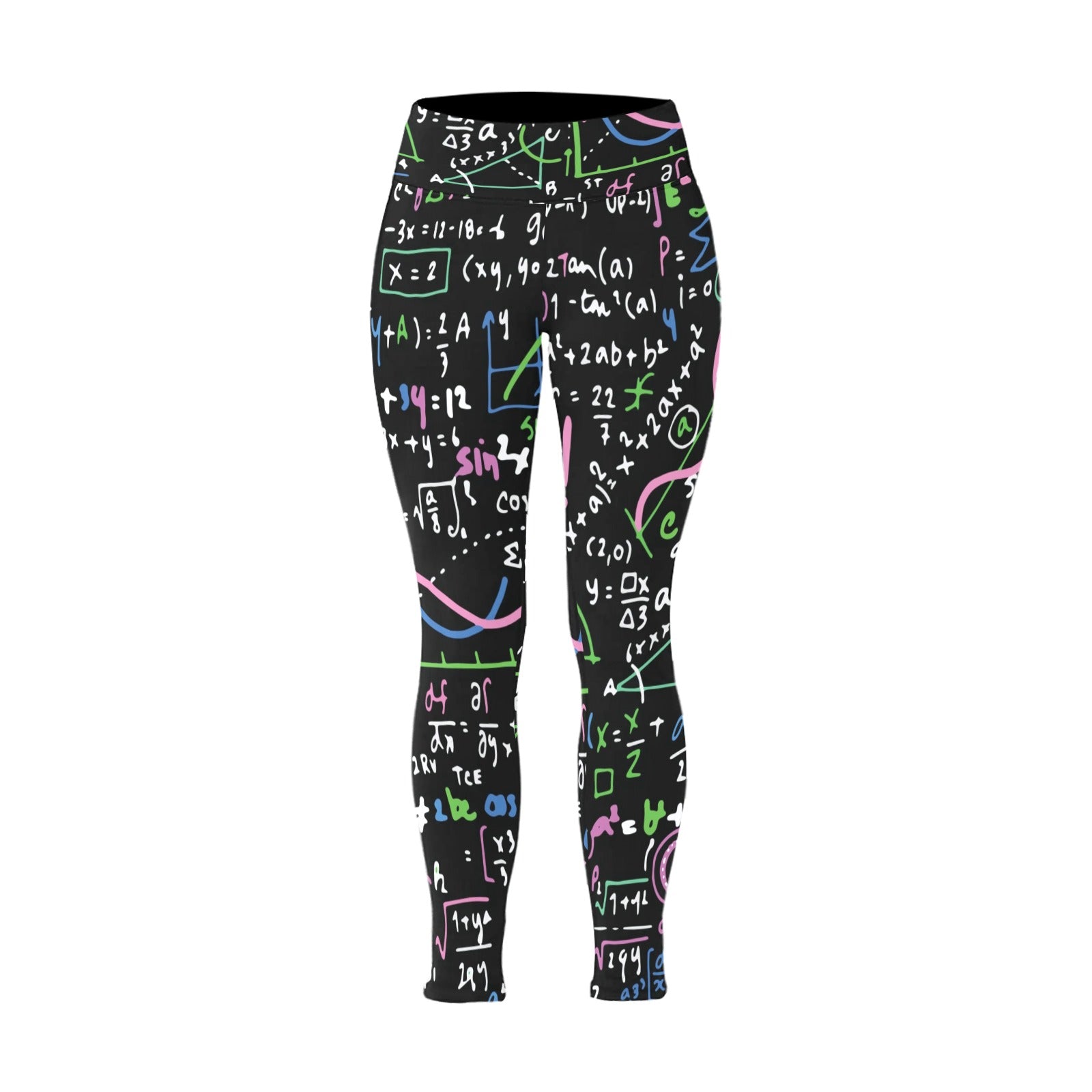 Equations In Green And Pink - Women's Plus Size High Waist Leggings Women's Plus Size High Waist Leggings Maths Science