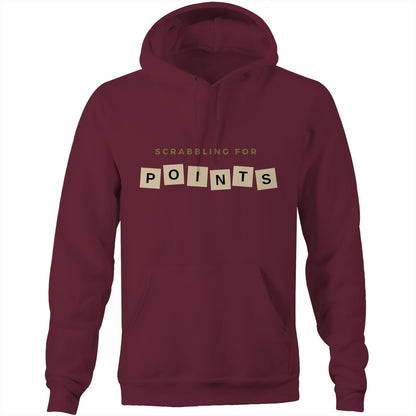 Scrabbling For Points - Pocket Hoodie Sweatshirt Burgundy Hoodie Games
