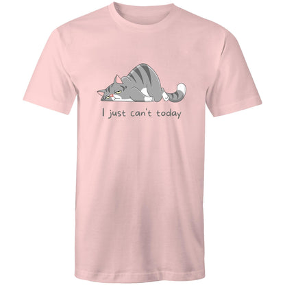 Cat, I Just Can't Today - Mens T-Shirt Pink Mens T-shirt animal