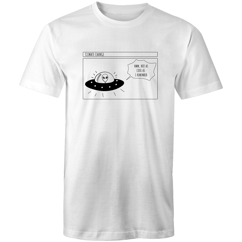 Alien Climate Change - Mens T-Shirt White Mens T-shirt comic Environment Funny Mens Sci Fi Space