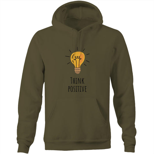 Think Postitive - Pocket Hoodie Sweatshirt Army Hoodie Motivation Tech