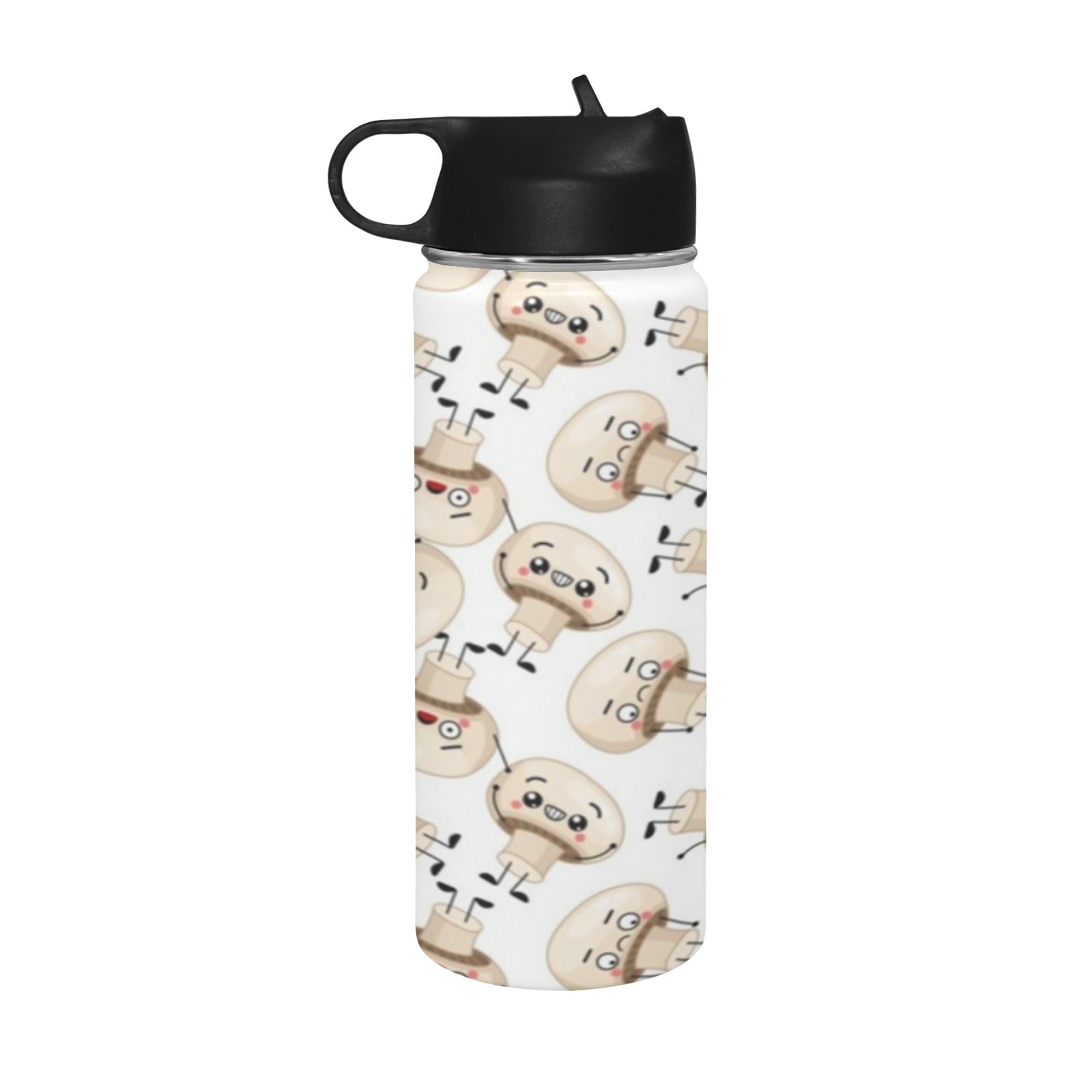 Cute Mushrooms Insulated Water Bottle with Straw Lid (18 oz) Insulated Water Bottle with Straw Lid Printed Offshore