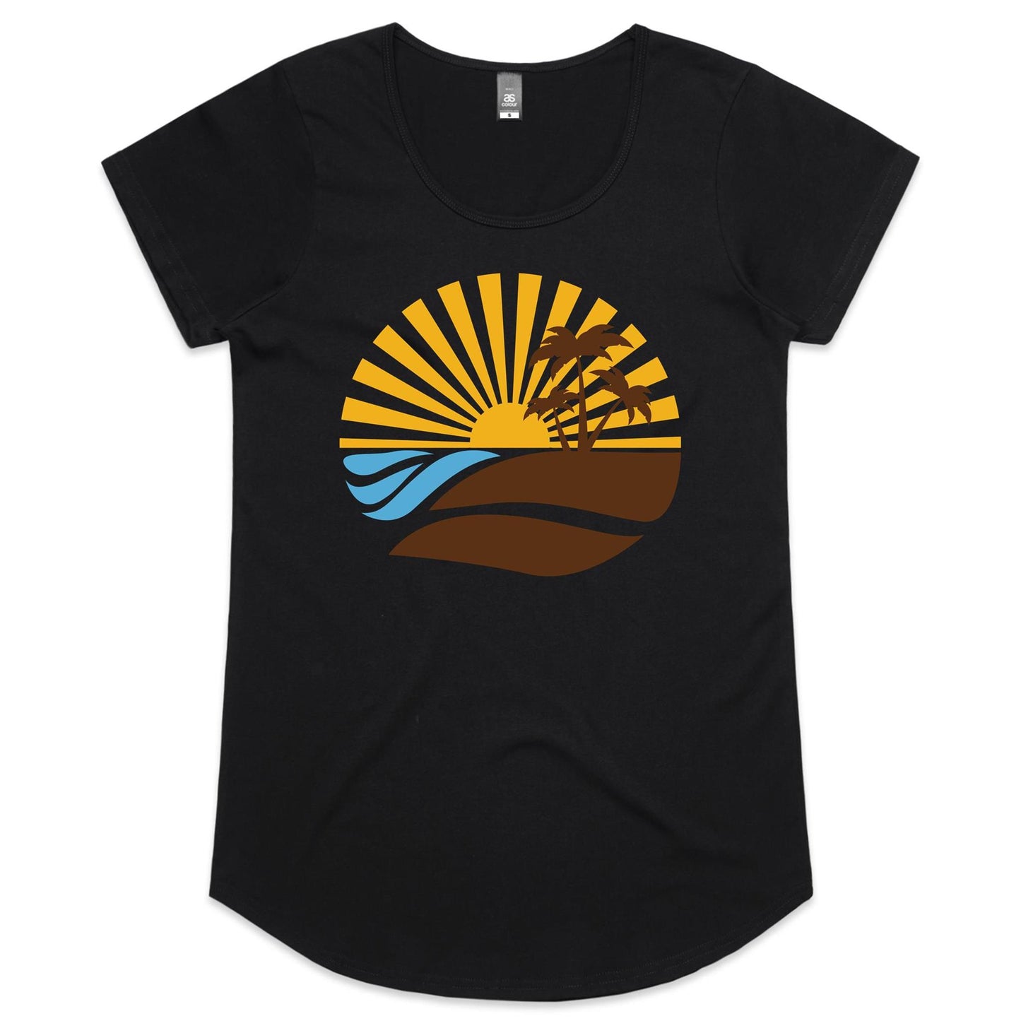 Vintage Surf - Womens Scoop Neck T-Shirt Black Womens Scoop Neck T-shirt Retro Summer Womens