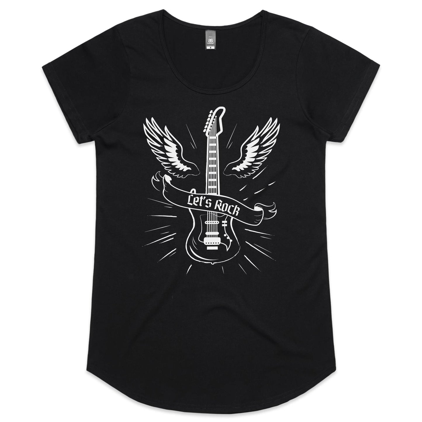 Let's Rock - Womens Scoop Neck T-Shirt Black Womens Scoop Neck T-shirt Music