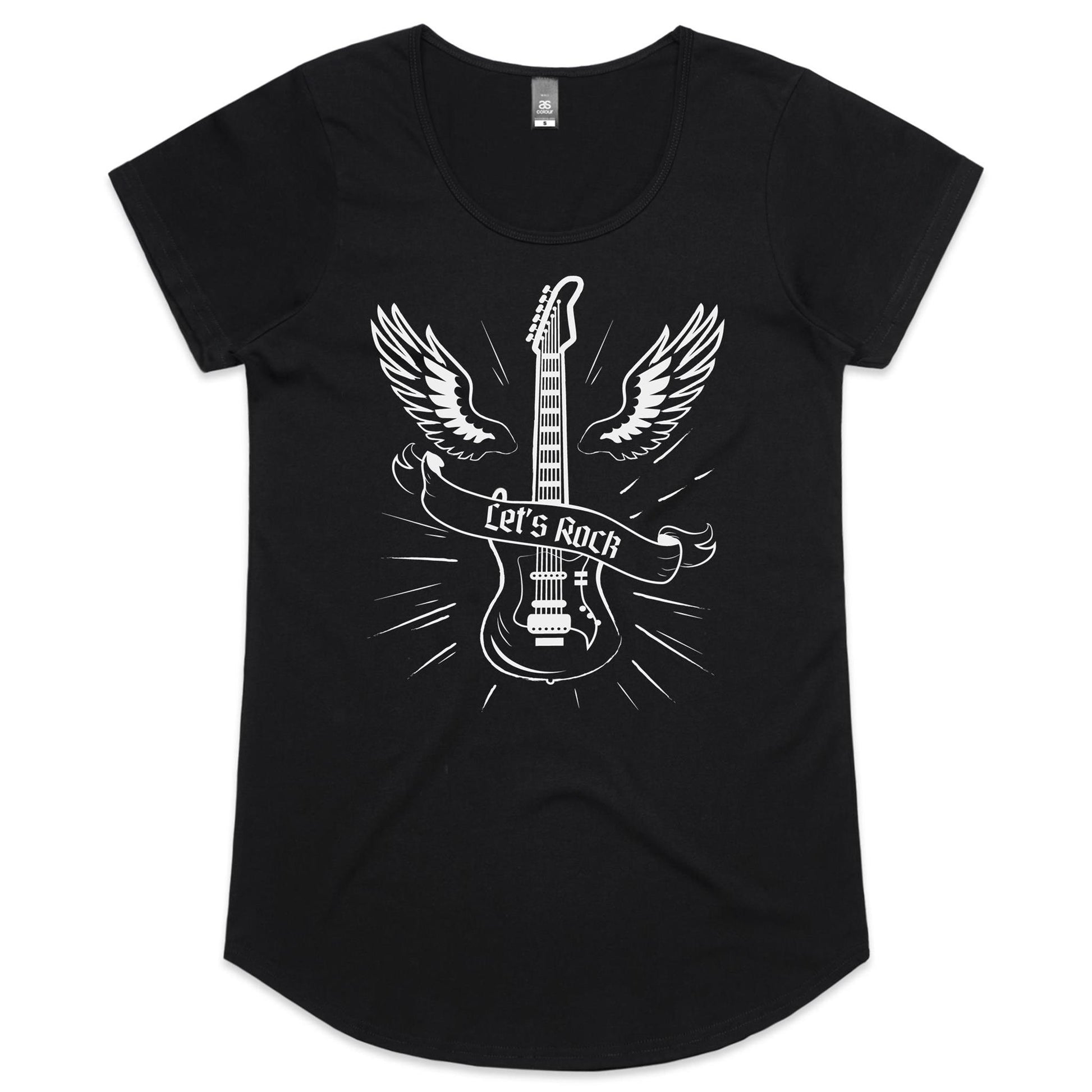 Let's Rock - Womens Scoop Neck T-Shirt Black Womens Scoop Neck T-shirt Music