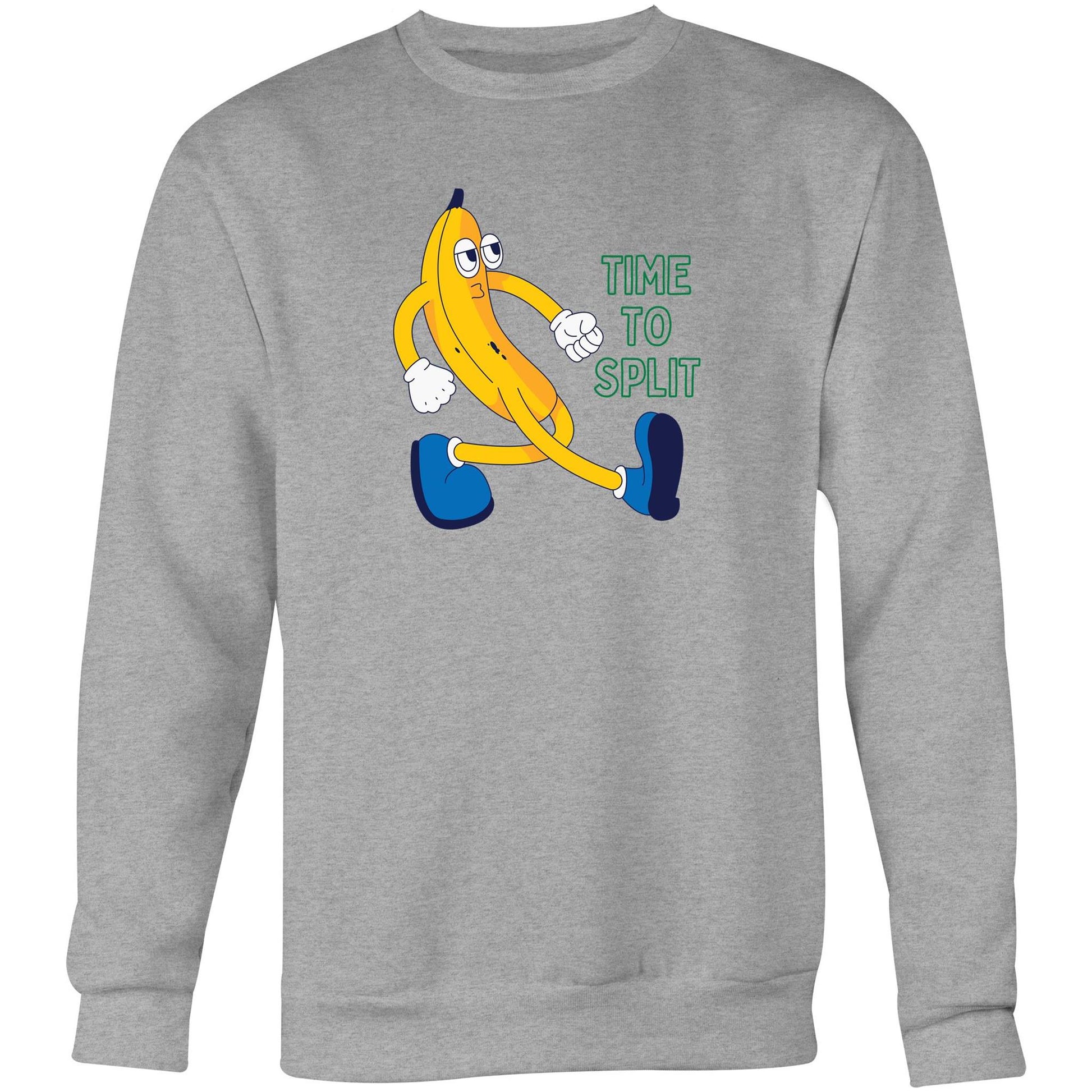 Banana, Time To Split - Crew Sweatshirt Grey Marle Sweatshirt Funny