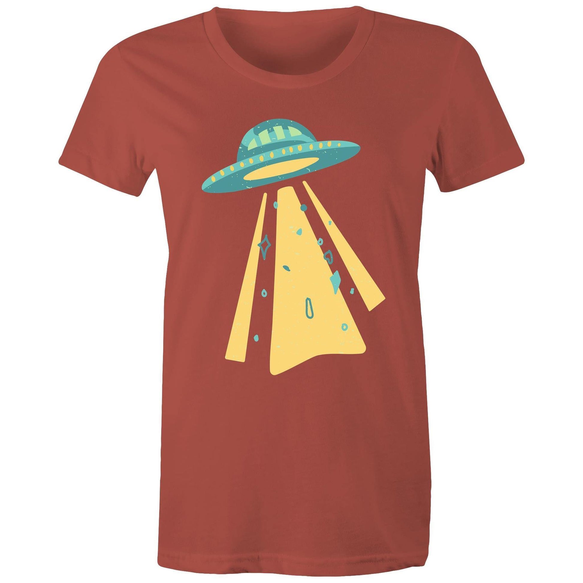 UFO - Women's Maple Tee Coral Womens T-shirt Retro Sci Fi Space Womens