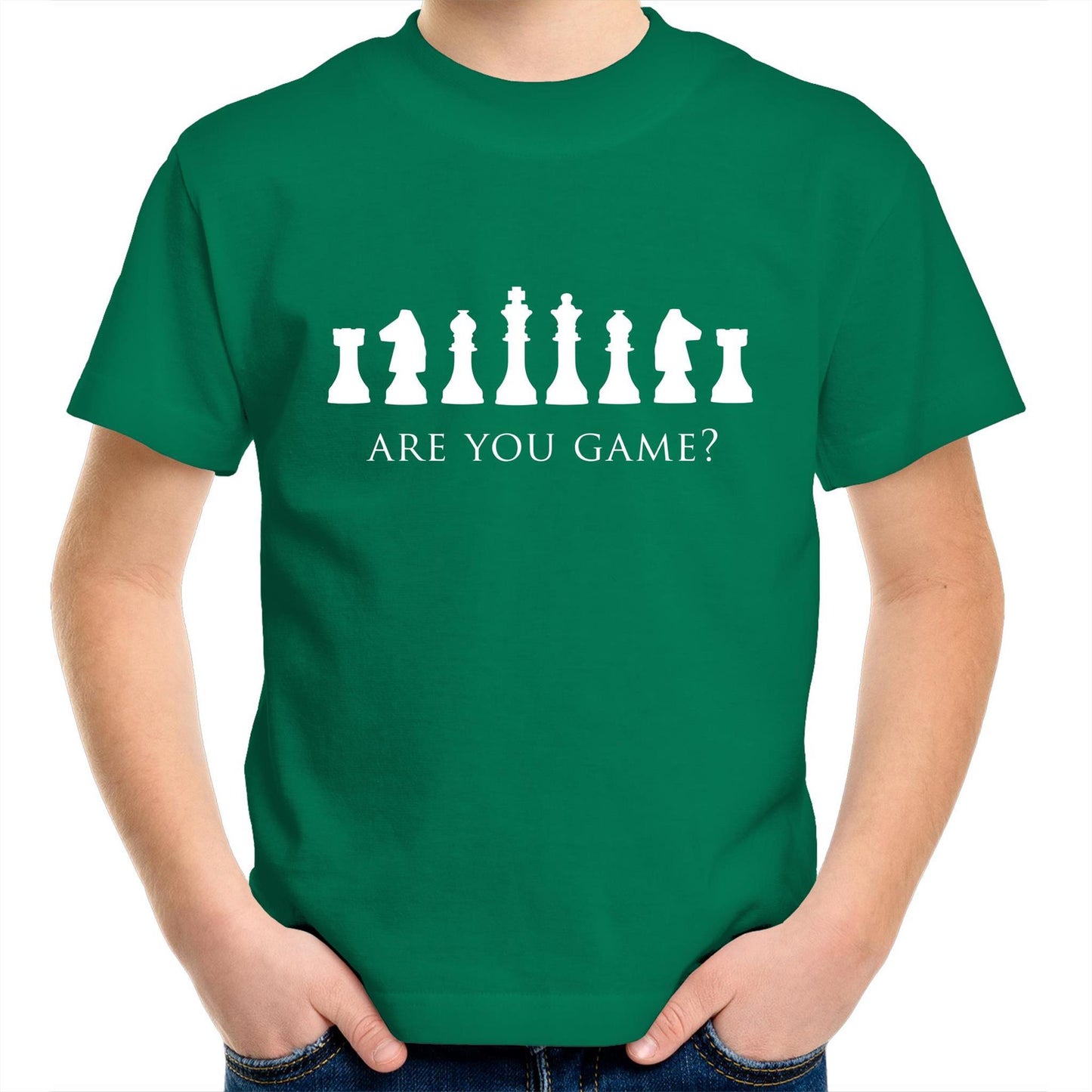 Are You Game - Kids Youth Crew T-shirt Kelly Green Kids Youth T-shirt Chess