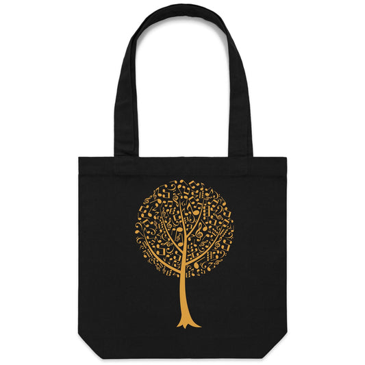 Music Tree - Canvas Tote Bag Black One-Size Tote Bag Music Plants