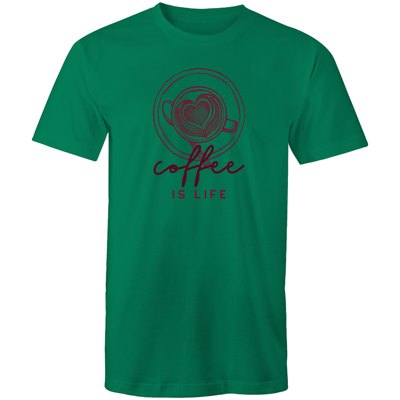 Coffee Is Life - Mens T-Shirt Kelly Green Mens T-shirt Coffee Mens