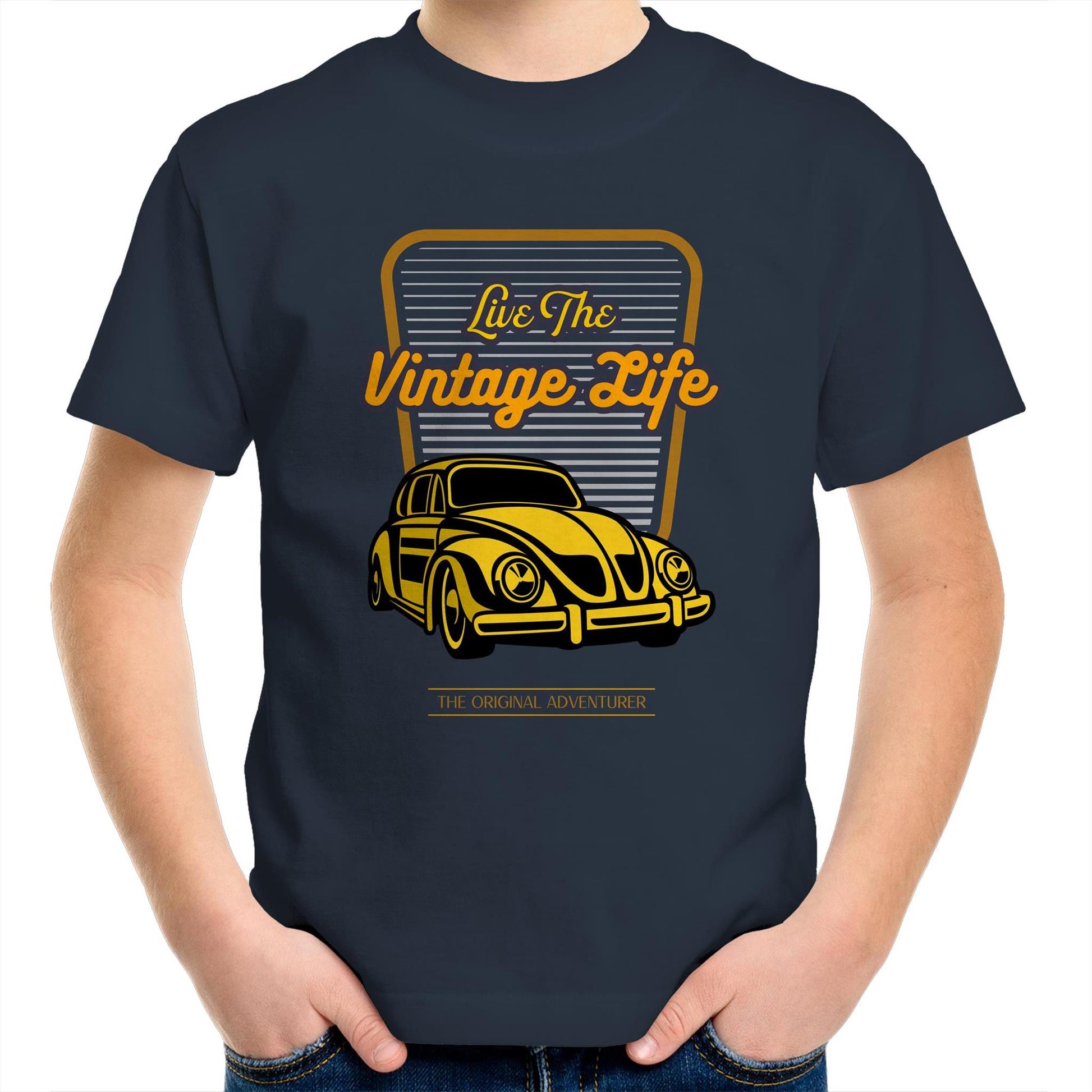 Vintage Life - Kids Youth Crew T-Shirt Navy Kids Youth T-shirt