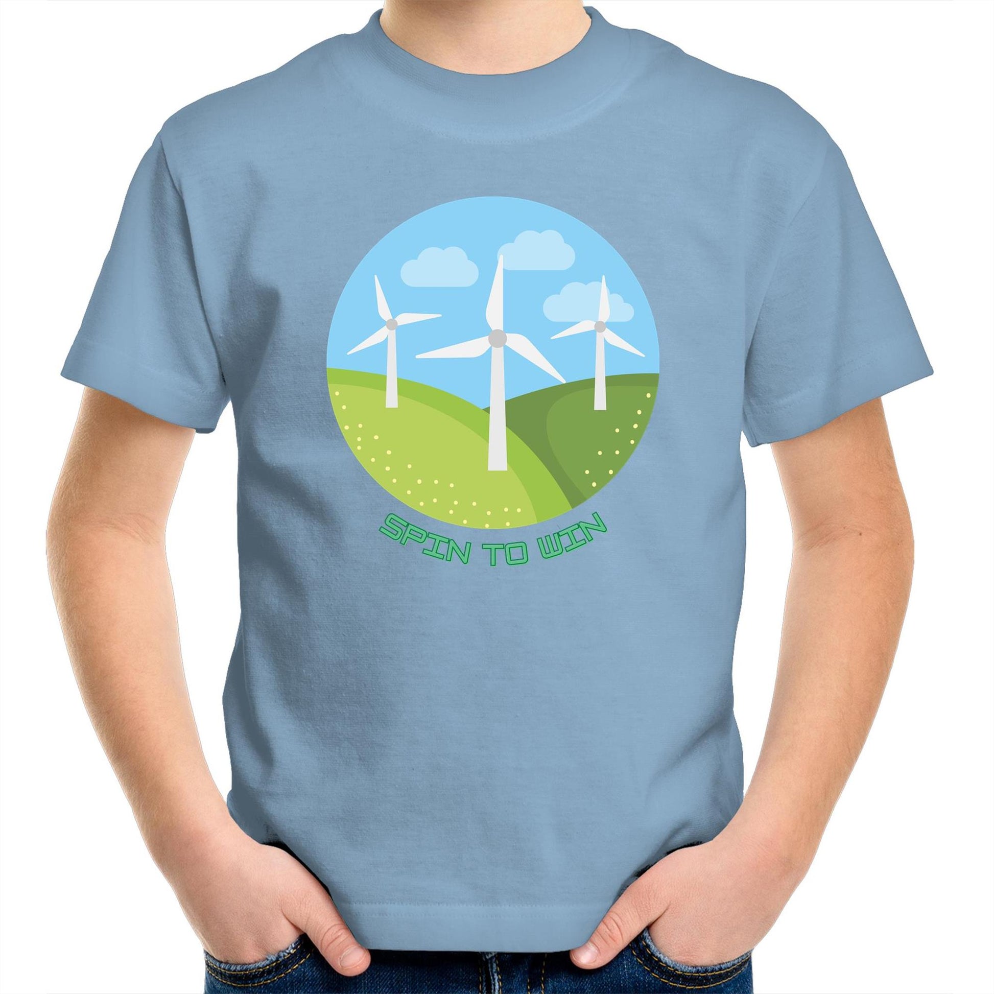 Spin To Win - Kids Youth Crew T-Shirt Carolina Blue Kids Youth T-shirt Environment