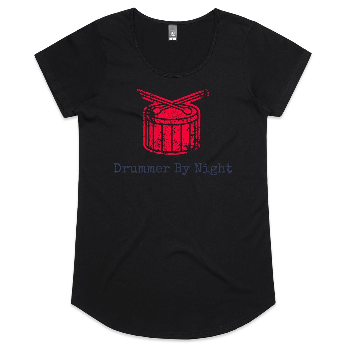 Drummer By Night - Womens Scoop Neck T-Shirt Black Womens Scoop Neck T-shirt Music
