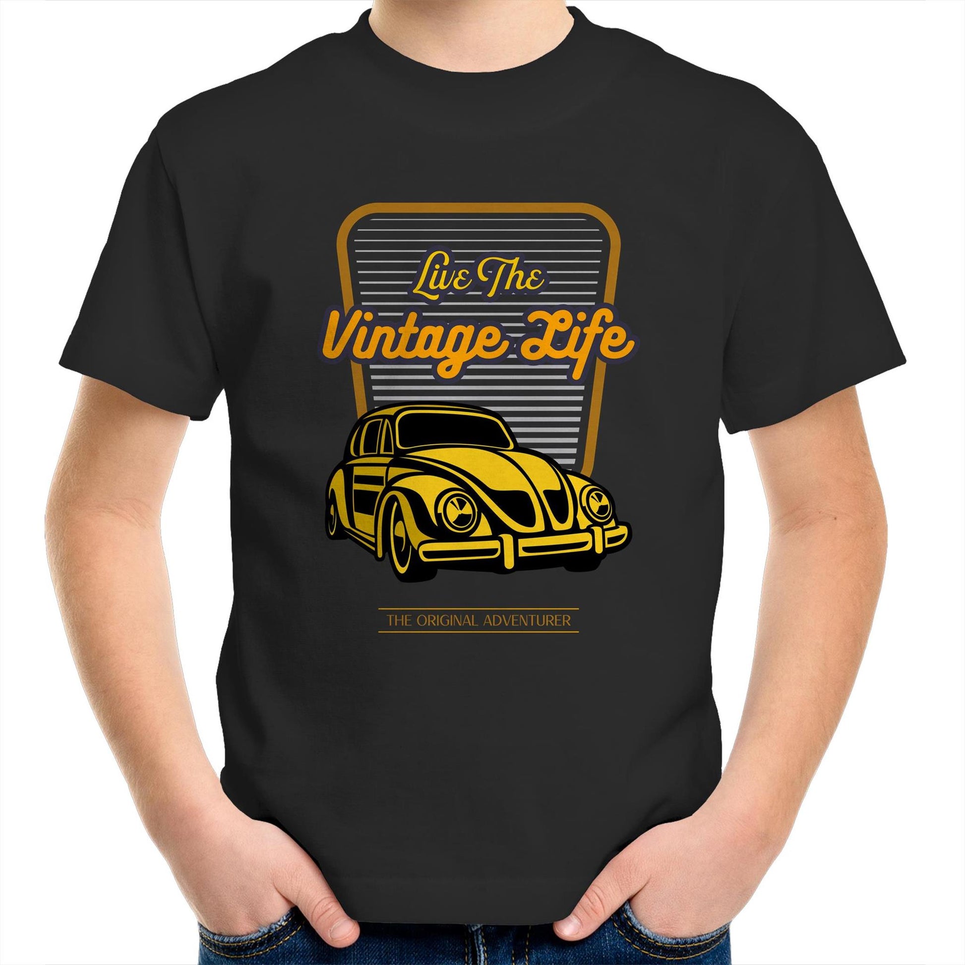 Vintage Life - Kids Youth Crew T-Shirt Black Kids Youth T-shirt
