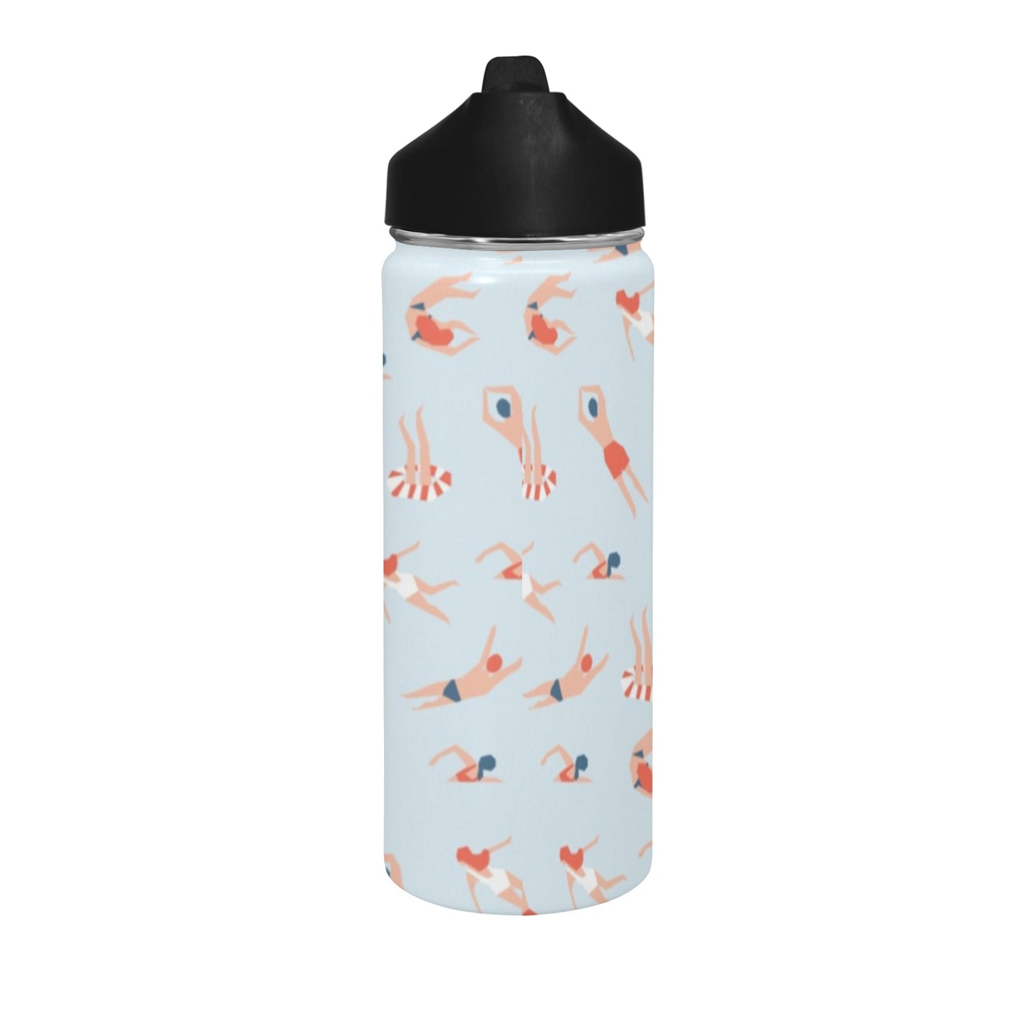 Summer Swim - Insulated Water Bottle with Straw Lid (18 oz) Insulated Water Bottle with Straw Lid Printed Offshore