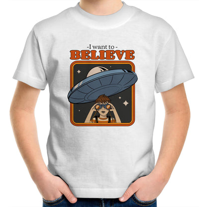 I Want To Believe - Kids Youth Crew T-Shirt White Kids Youth T-shirt Sci Fi