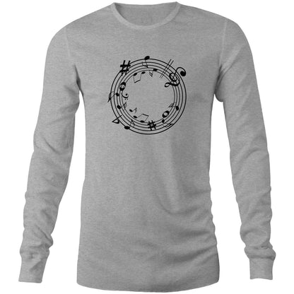Music Circle - Long Sleeve T-Shirt Grey Marle Unisex Long Sleeve T-shirt Mens Music Womens