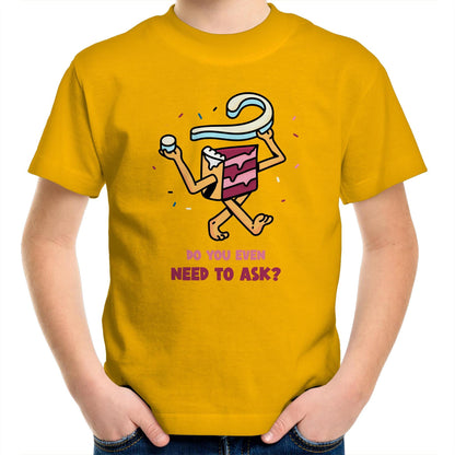 Cake, Do You Even Need To Ask - Kids Youth Crew T-Shirt Gold Kids Youth T-shirt