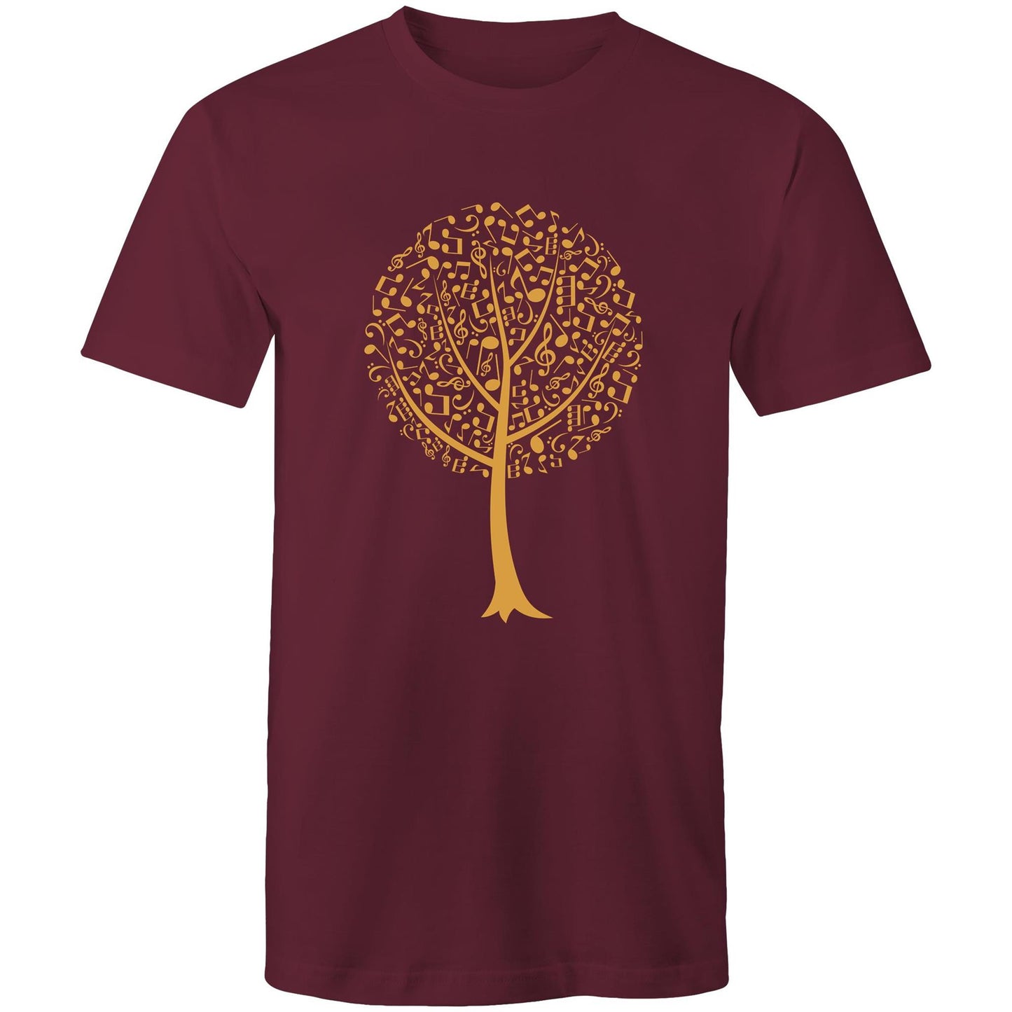 Music Tree - Mens T-Shirt Burgundy Mens T-shirt Mens Music Plants
