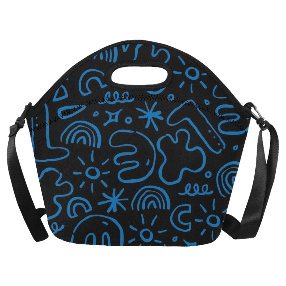 Blue Squiggle - Neoprene Lunch Bag/Large Neoprene Lunch Bag/Large Printed Offshore