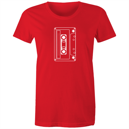 Cassette - Women's T-shirt Red Womens T-shirt Music Retro Womens
