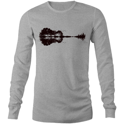 Guitar Reflection - Long Sleeve T-Shirt Grey Marle Unisex Long Sleeve T-shirt Music