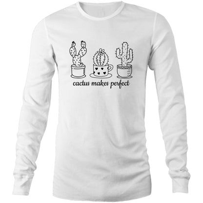 Cactus Makes Perfect - Long Sleeve T-Shirt White Unisex Long Sleeve T-shirt Mens Plants Womens
