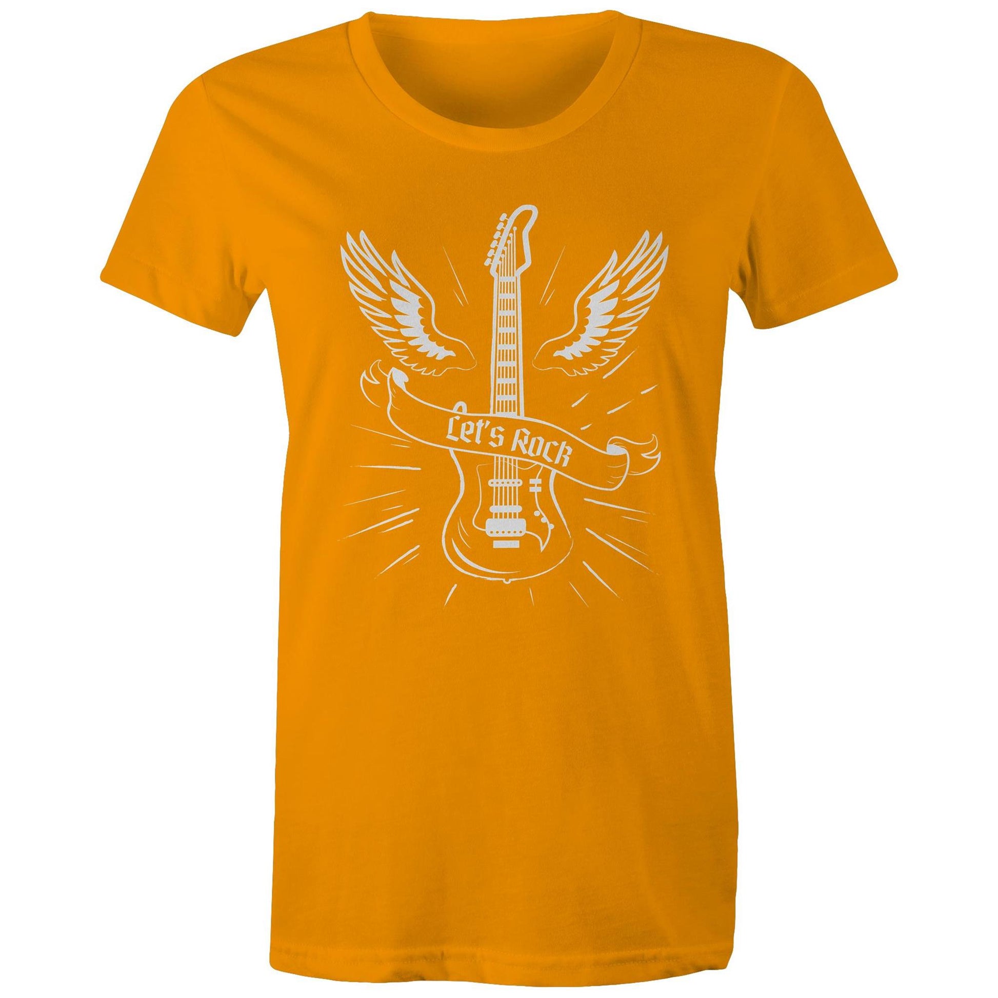 Let's Rock - Womens T-shirt Orange Womens T-shirt Music