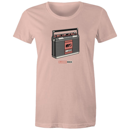 Classic Rock, Cassette Player - Womens T-shirt Pale Pink Womens T-shirt Music Retro