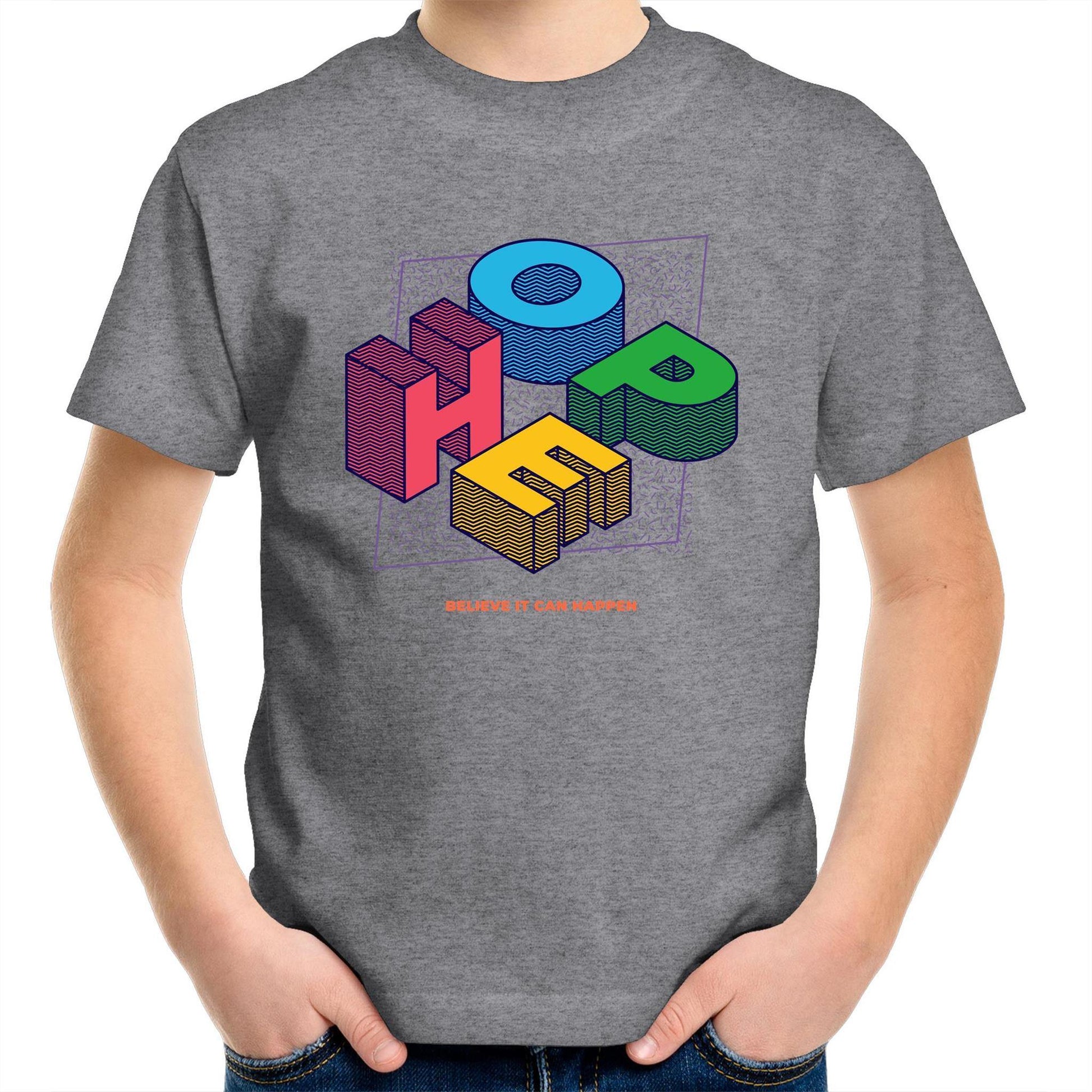 Hope - Kids Youth Crew T-Shirt Grey Marle Kids Youth T-shirt Retro