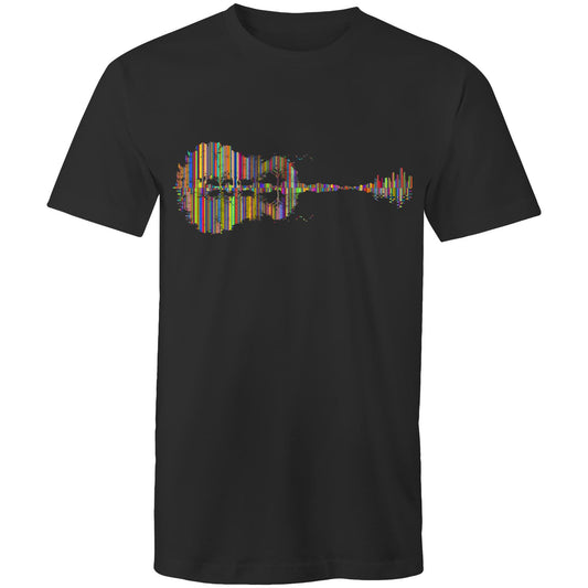 Guitar Reflection In Colour - Mens T-Shirt Black Mens T-shirt Music