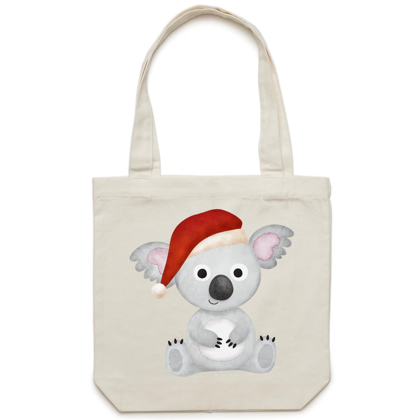 Christmas Koala - Canvas Tote Bag Cream One Size Christmas Tote Bag Merry Christmas