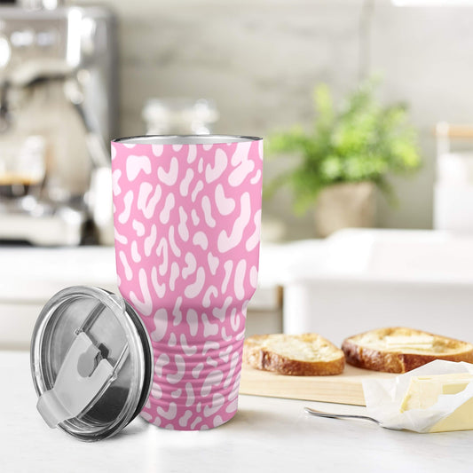 Pink Leopard - 30oz Insulated Stainless Steel Mobile Tumbler 30oz Insulated Stainless Steel Mobile Tumbler animal