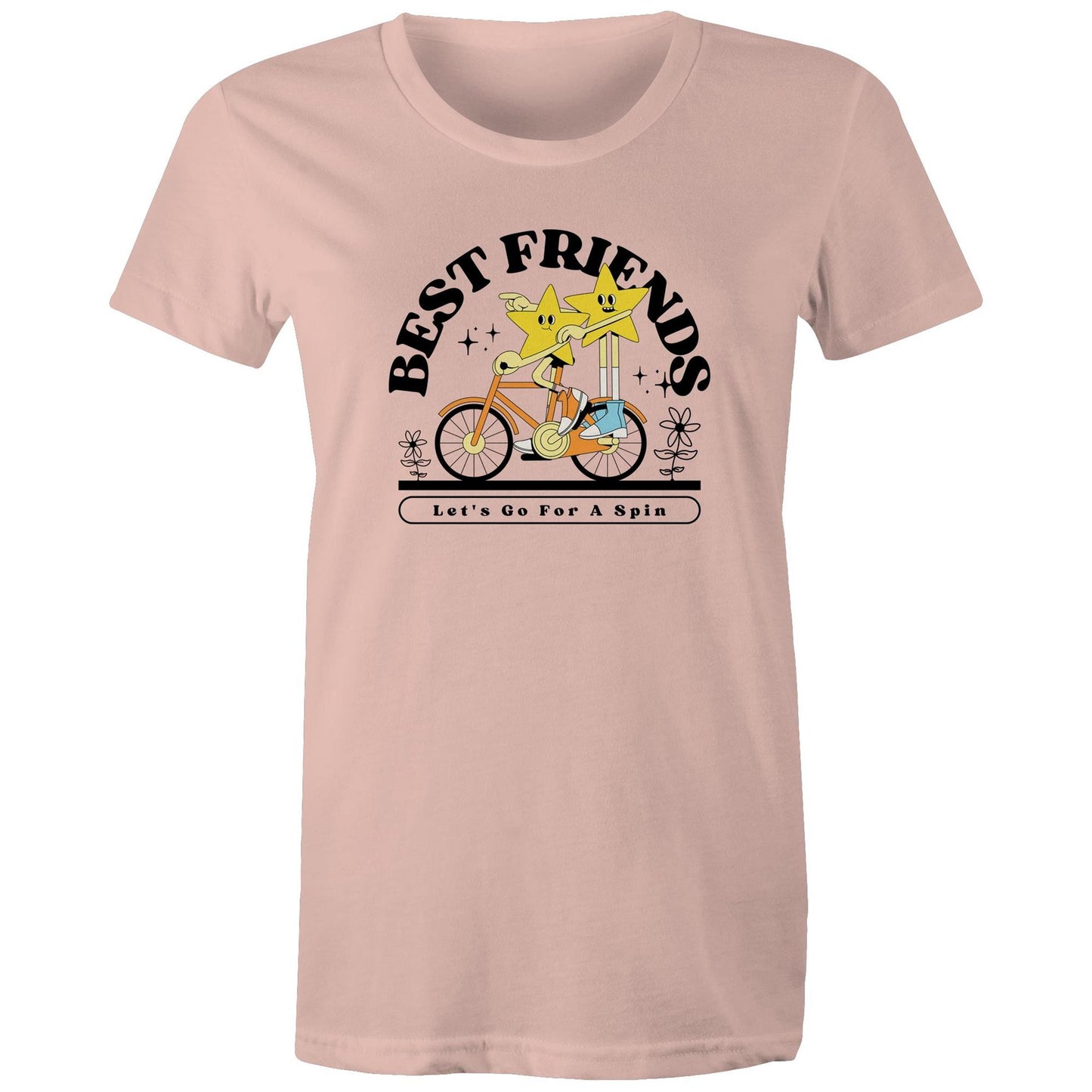Best Friends - Womens T-shirt Pale Pink Womens T-shirt Retro