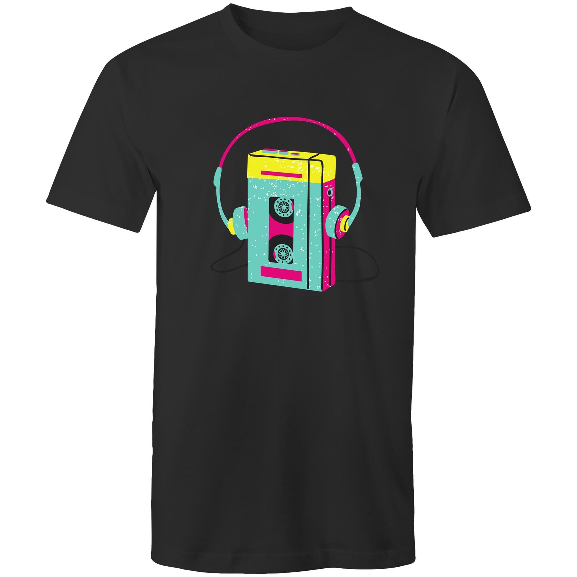 Wired For Sound, Music Player - Mens T-Shirt Black Mens T-shirt Mens Music Retro