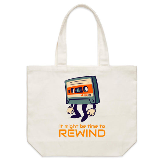 It Might Be Time To Rewind - Shoulder Canvas Tote Bag Default Title Shoulder Tote Bag Music Retro