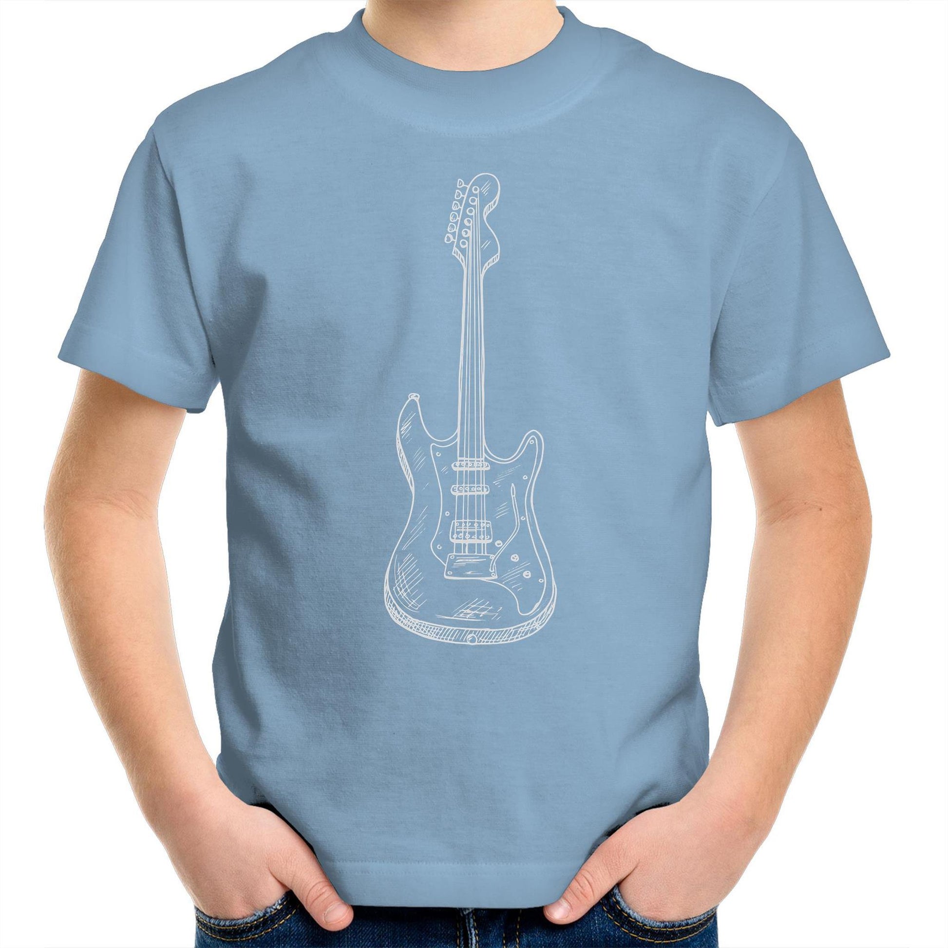 Guitar - Kids Youth Crew T-Shirt Carolina Blue Kids Youth T-shirt Music