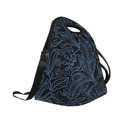 Blue Floral - Neoprene Lunch Bag/Large Neoprene Lunch Bag/Large Plants Printed Offshore