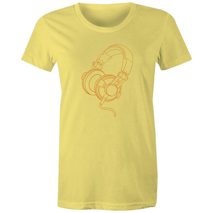Headphones - Women's T-shirt Yellow Womens T-shirt Music Womens