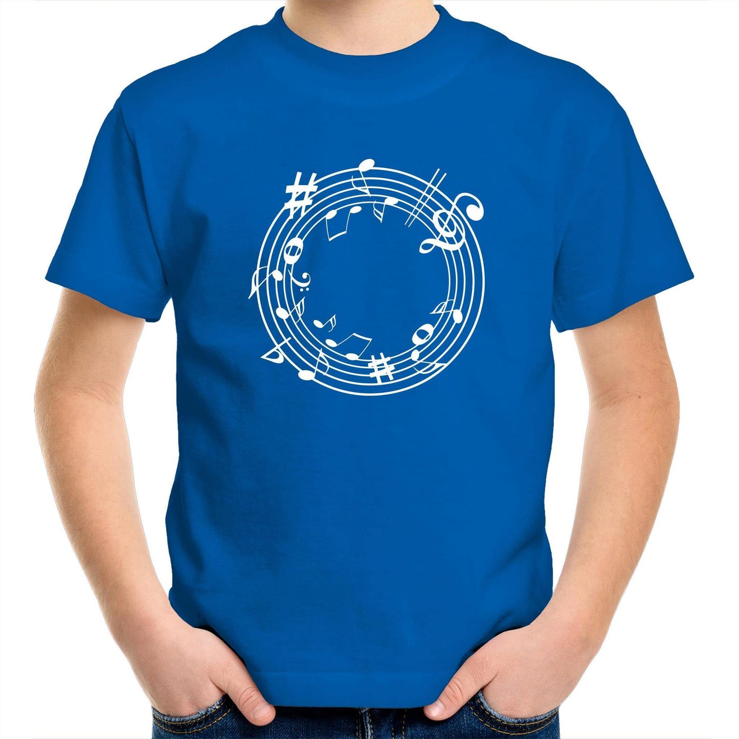 Music Circle - Kids Youth Crew T-Shirt Bright Royal Kids Youth T-shirt Music