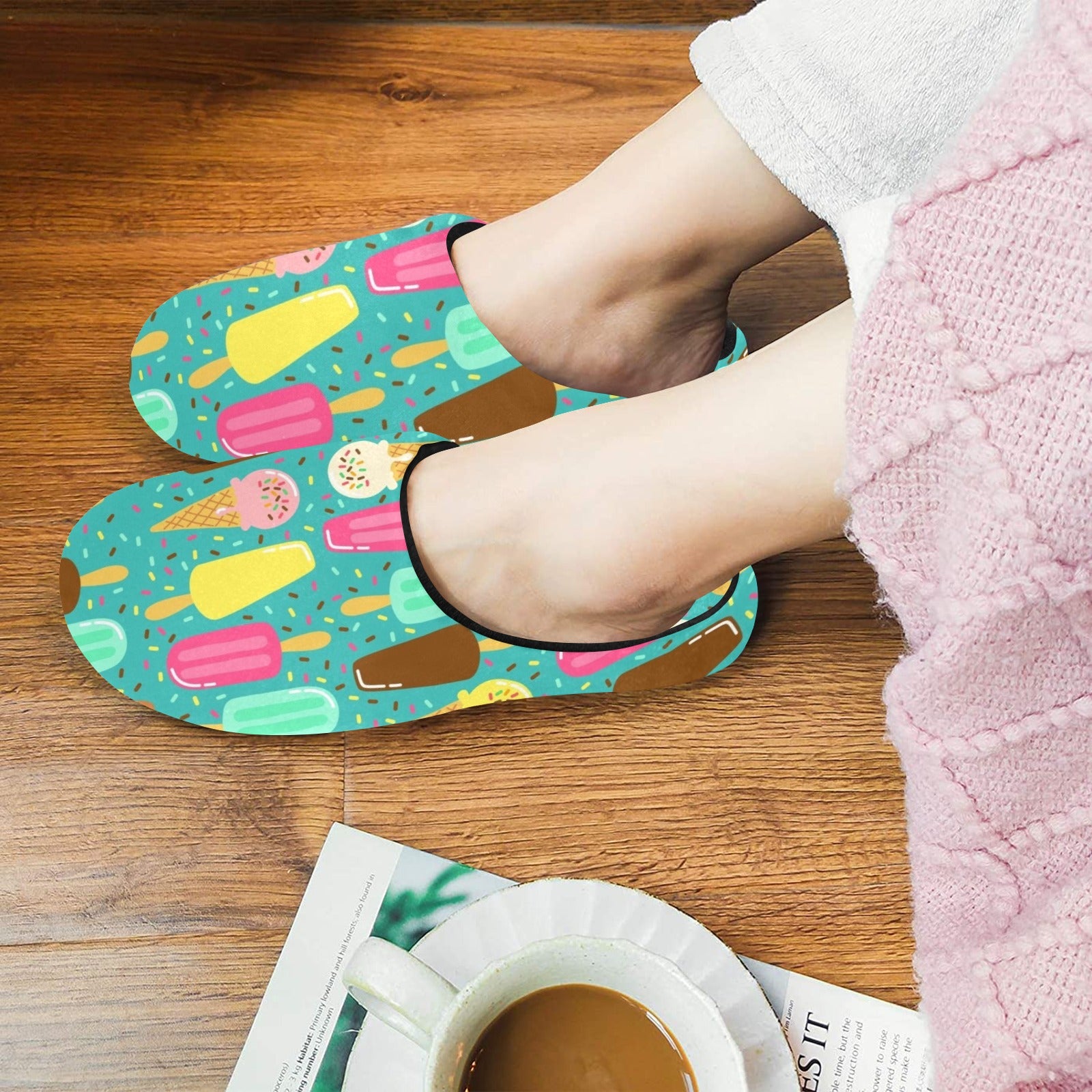 Ice Cream - Women's Non-Slip Cotton Slippers Women's Non-Slip Cotton Slippers Food Printed Offshore