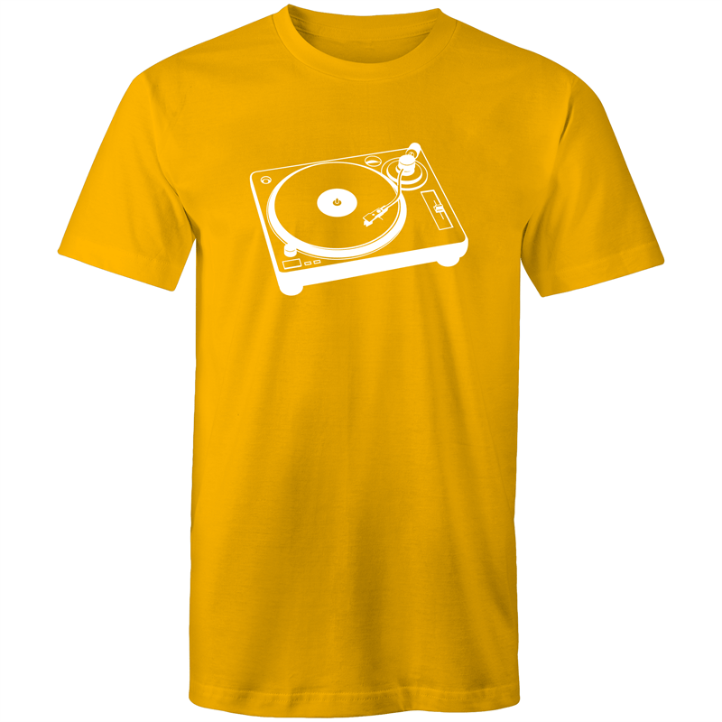 Turntable - Mens T-Shirt Gold Mens T-shirt Mens Music Retro