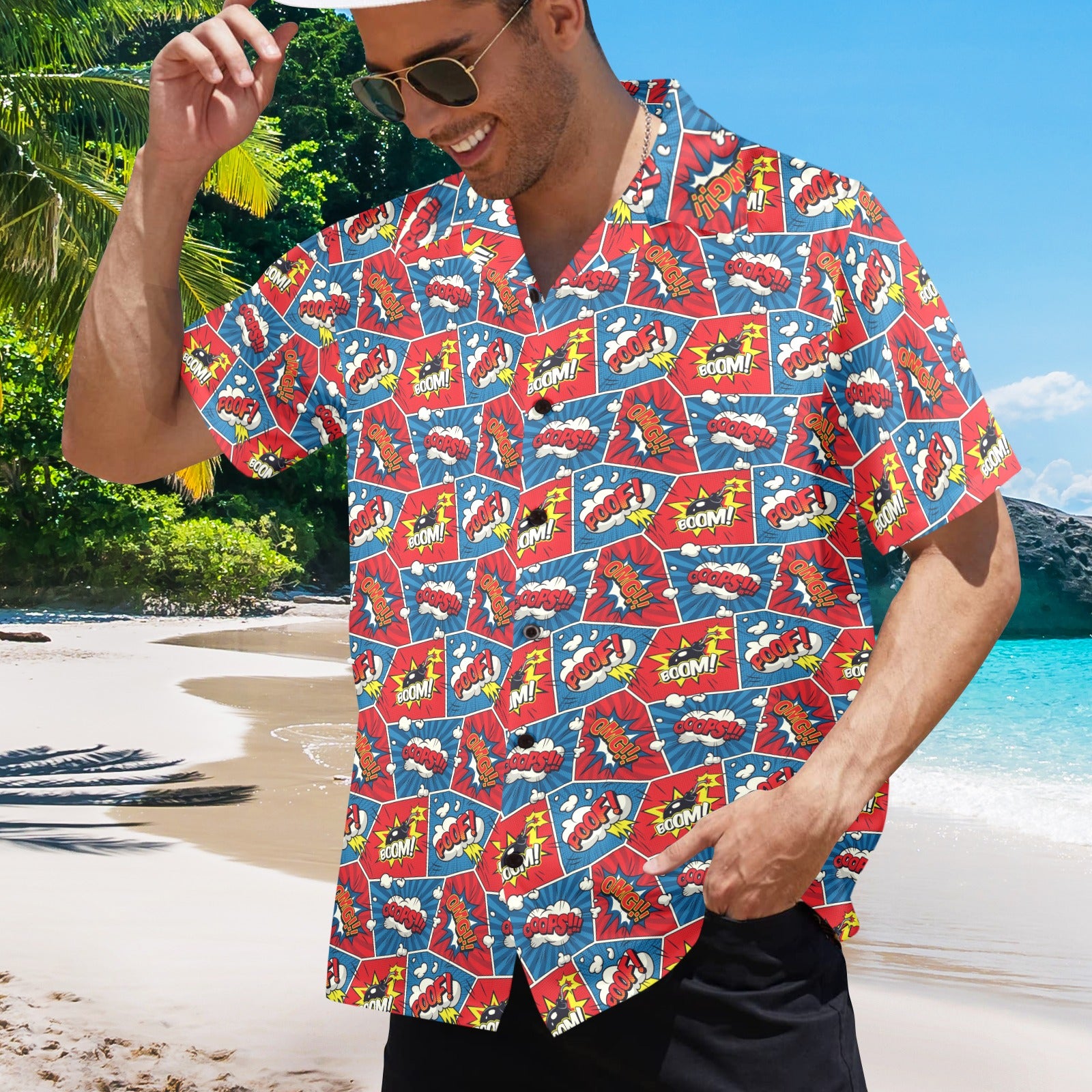 Comic Book Pop - Mens Hawaiian Shirt Mens Hawaiian Shirt