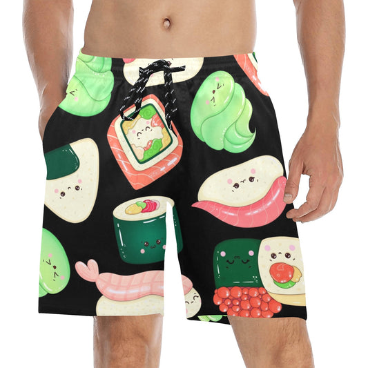 Happy Sushi - Men's Mid-Length Beach Shorts Men's Mid-Length Beach Shorts Food