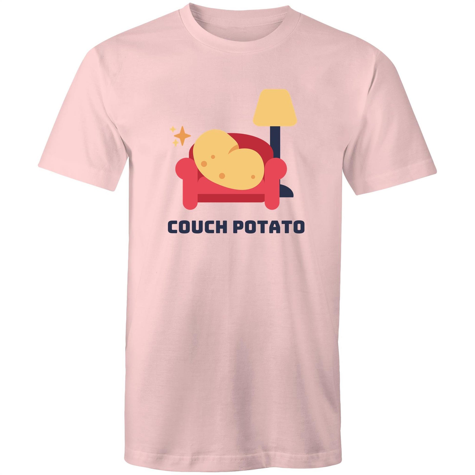 Couch Potato - Mens T-Shirt Pink Mens T-shirt Funny Plants