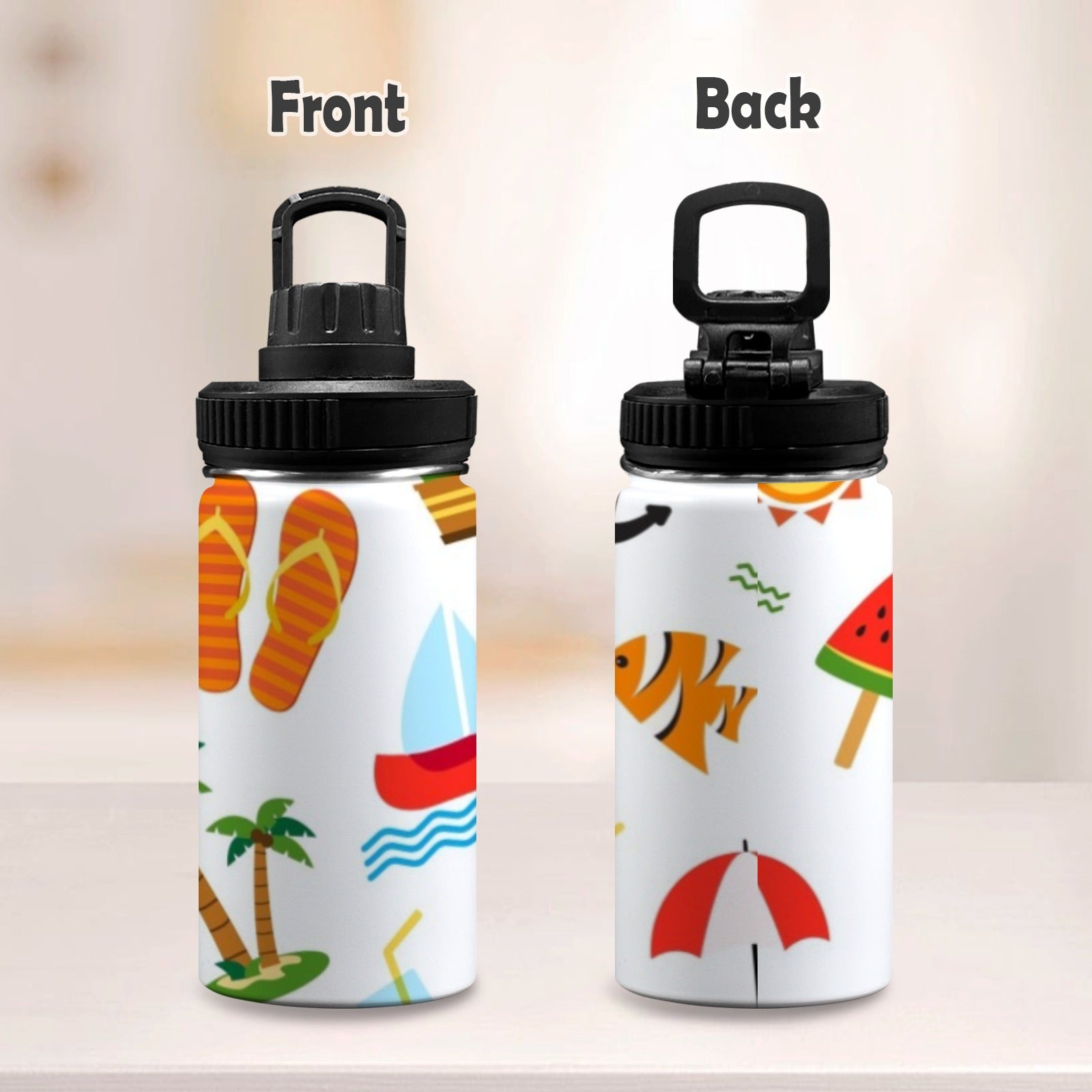 Beach Time - Kids Water Bottle with Chug Lid (12 oz) Kids Water Bottle with Chug Lid