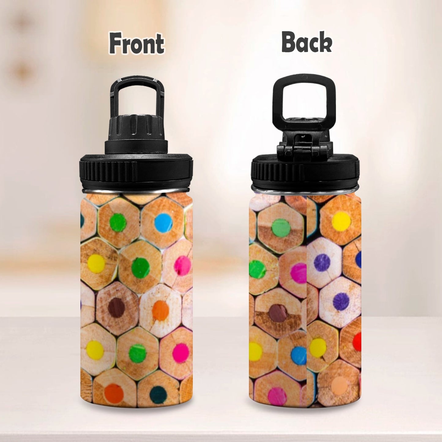 Pencils - Kids Water Bottle with Chug Lid (12 oz) Kids Water Bottle with Chug Lid Printed Offshore