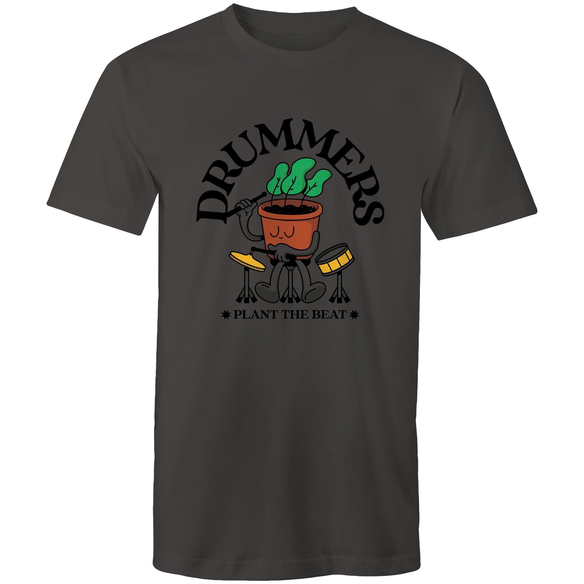 Drummers - Mens T-Shirt Charcoal Mens T-shirt Music Plants